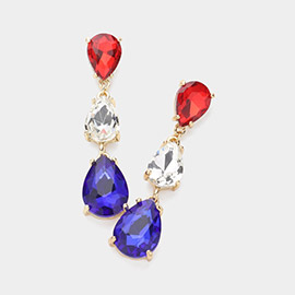 Teardrop Stone Link Dropdown Evening Earrings