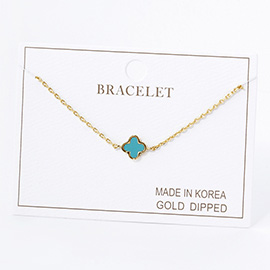 Gold Dipped Quatrefoil Charm Pointed Bracelet