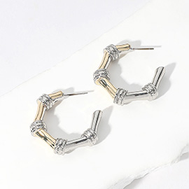 14K Gold Plated Two Tone Hoop Earrings