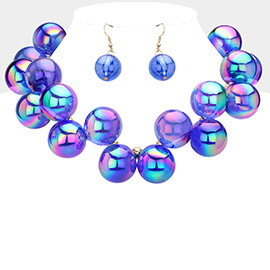 Chunky Iridescent Ball Beaded Necklace