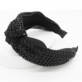 Black Beads Embellished Knot Pointed Headband