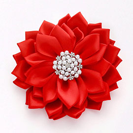 Pearl Pointed Flower Ribbon Brooch / Hair Clip