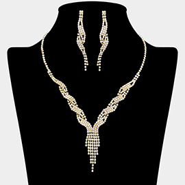 Twisted Fringe Tassel Rhinestone Necklace