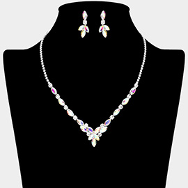 Marquise Round Stone Accented Rhinestone Necklace