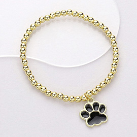 Stainless Steel Enamel Paw Charm Pointed Stretch Bracelet