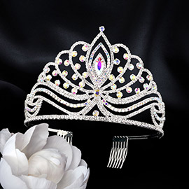 Marquise Stone Pointed Rhinestone Paved Princess Tiara