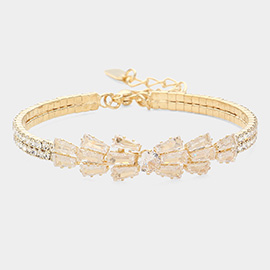 Rhinestone Embellished Bow Pointed Evening Bracelet