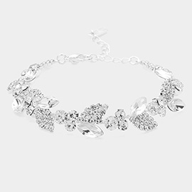 Rhinestone Embellished Leaf Vine Evening Bracelet