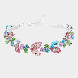 Rhinestone Embellished Leaf Vine Evening Bracelet