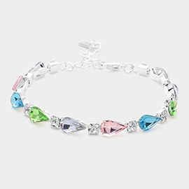 Teardrop Round Stone Link Evening Bracelet