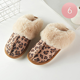 6Pairs - Leopard Print Soft Home Indoor Floor Slippers