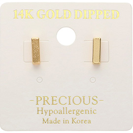 14K Gold Dipped Hypoallergenic Bar Stud Earrings