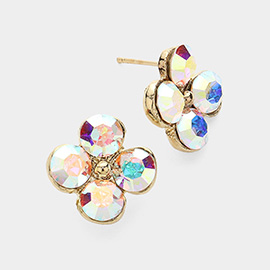 Genuine Crystal Clover Stud Earrings