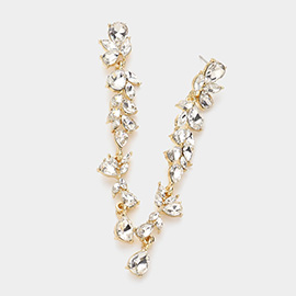 Teardrop Marquise Stone Cluster Embellished Dropdown Evening Earrings