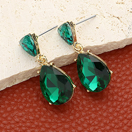 Teardrop Stone Cluster Dangle Evening Earrings