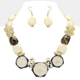 Abstract Chunky Various Pebble Bib Necklace