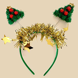 Christmas Tree Pointed Star Tinsel Party Headband