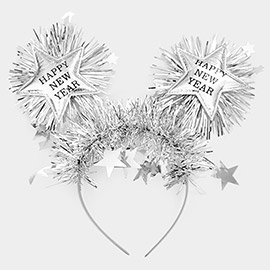 Happy New Year Message Pointed Star Tinsel Party Headband