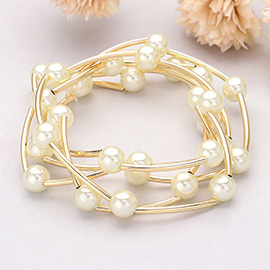 5PCS - Pearl Station Stretch Multi Layered Bracelets