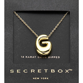 SECRET BOX_ -G- 14K Gold Dipped Bubble Initial Pendant Necklace