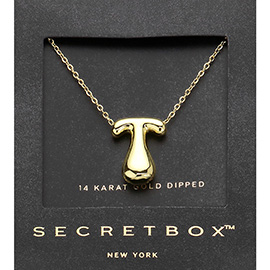 SECRET BOX_ -T- 14K Gold Dipped Bubble Initial Pendant Necklace