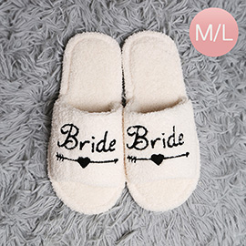 Bride Message Embroidered Open Toe Indoor Floor Slippers