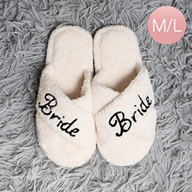 Bride Message Embroidered Open Toe Indoor Floor Slippers