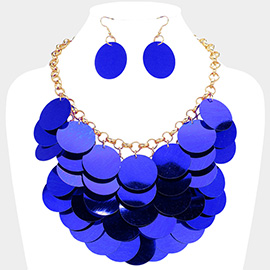 Sequin Disc Embellished Statement Necklace