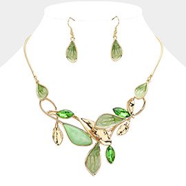 Enamel Leaf Vine Bib Necklace