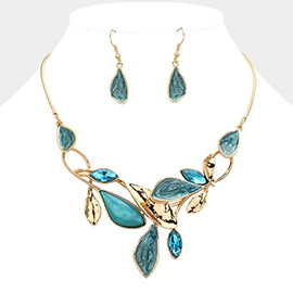 Enamel Leaf Vine Bib Necklace