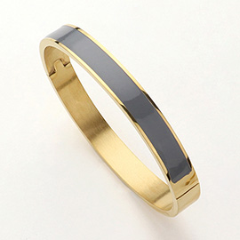 Stainless Steel Enamel Hinged Bangle Bracelet