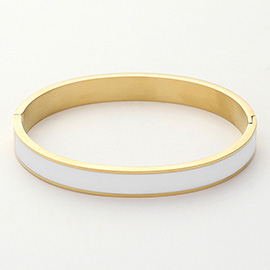 Stainless Steel Enamel Hinged Bangle Bracelet