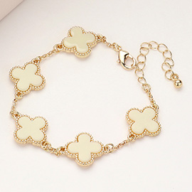 Natural Stone Quatrefoil Station Bracelet