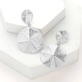 Textured Metal Disc Dangle Earrings