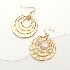 Hammered Metal Concentric Circle Dangle Earrings