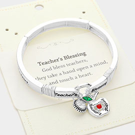 TEACHERS BLESSING Message Stretch Charm Bracelet