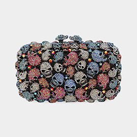 Stone Embellished Skull Evening Clutch Bag