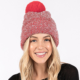 Lurex Mixed Pom Pom Beanie Hat