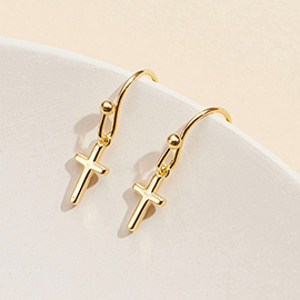 Semi Fine Collection - 18K Gold Dipped Cross Dangle Earrings