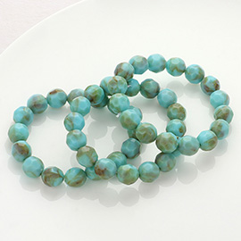 3PCS - Faceted Beaded Stretch Multi Layered Bracelets