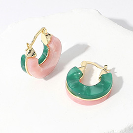 14K Gold Dipped Small Chunky Resin Pin Catch Earrings