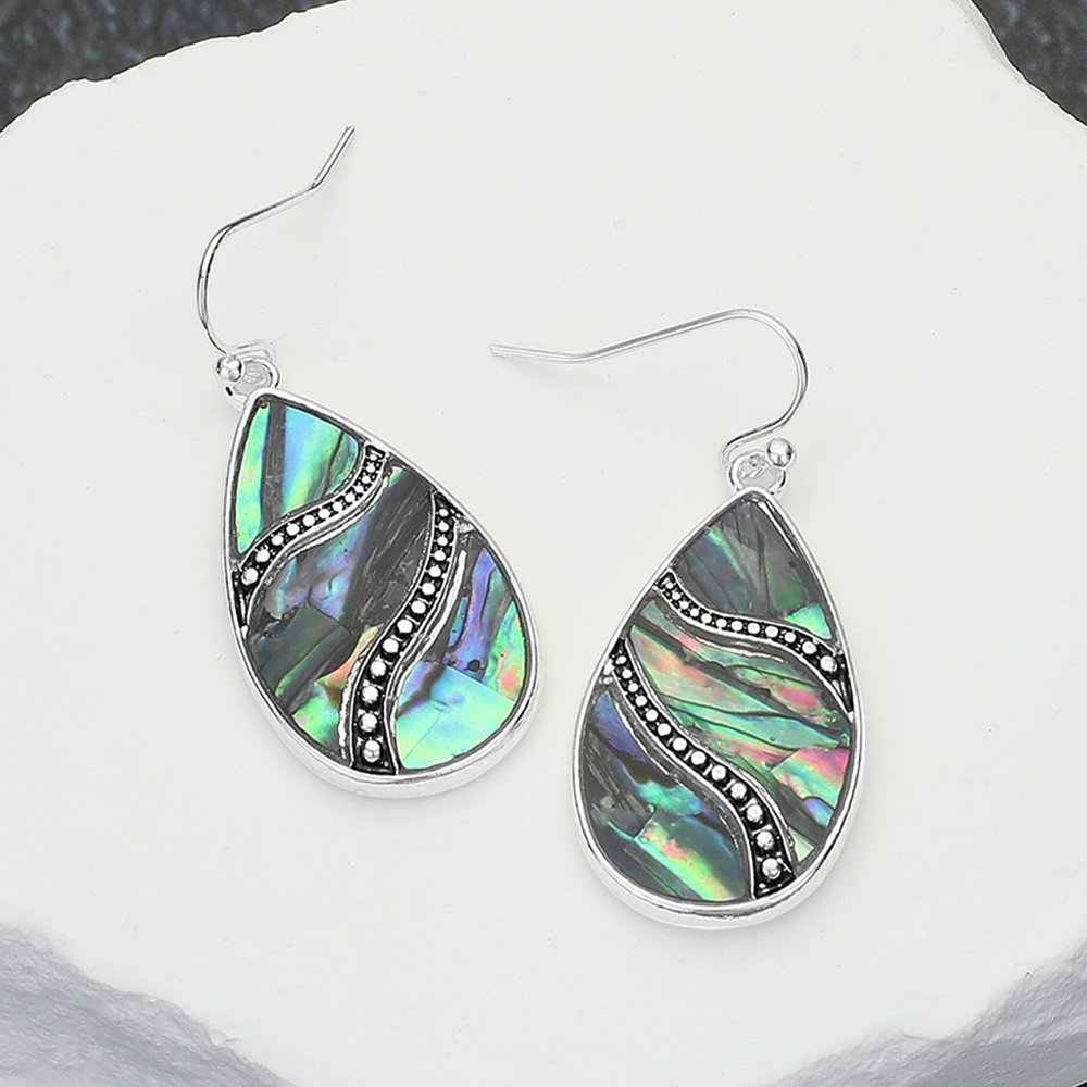 Abalone Teardrop Dangle Earrings