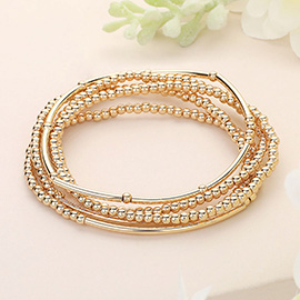 5PCS - Metal Ball Beaded Multi Layered Bracelets