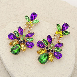 Mardi Gras Stone Cluster Evening Earrings