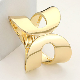 Wide Geometric Metal Hinged Bangle Bracelet