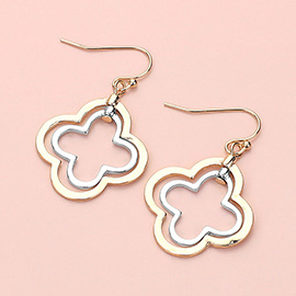 Double Open Metal Quatrefoil Dangle Earrings