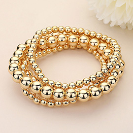 4PCS - Metal Ball Stretch Multi Layered Bracelets