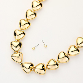 Chunky Metal Heart Link Necklace