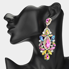 Marquise Stone Cluster Embellished Evening Earrings