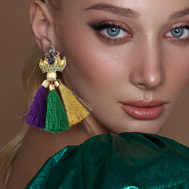 Mardi Gras Tassel Dangle Earrings